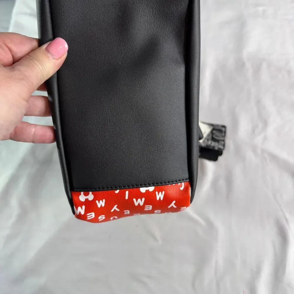 Loungefly Disney Mickey Mouse Mini Backpack Red Black Ears Logo Print NWT